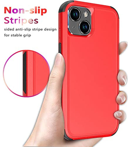Diverbox for iPhone 14 Case [Shockproof] [Dropproof] [Tempered Glass Screen + Camera Lens Protector],Heavy Duty Protection Phone Case Cover for Apple iPhone 14 (Red-3in1) - color: RED-3in1
