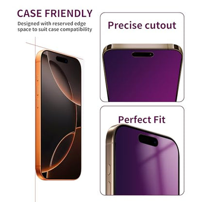 2 Pack Privacy Screen Protector for iPhone 16 Pro Max Tempered Glass 6.9inch Private Saver Anti-Spy Eye Protection Anti-Scratch Full Coverage