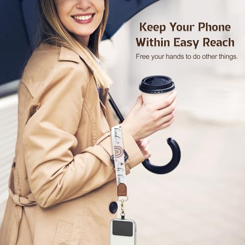 TiMOVO Phone Lanyard Crossbody Wrist Strap, Adjustable Anti-Theft Strap for Smartphone Case - color: Be Kind+rainbow