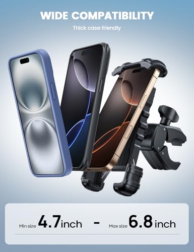 Lamicall Bike Phone Holder Mount - Motorcycle E-Bike Scooter Handlebar Clip - color: Black