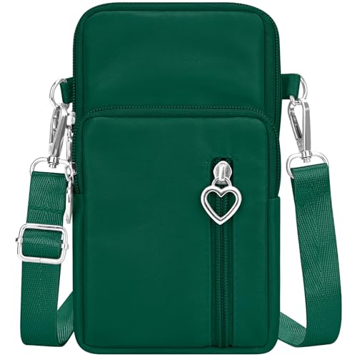YINHEXI Small Crossbody Bags for Women Trendy, Mini Triple Compartment Cell Phone Crossbody Wallet Purses - color: Dark Green-2