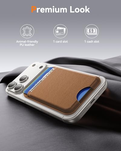 TWZKG for MagSafe Wallet, Works with Apple Find My,5 Card Holder, Slim Magnetic Phone Wallet for iPhone 17/16/15/14/13/12 Pro Max Plus Air, RFID Blocking Vegan Leather,Coffee - color: Findmy Coffee