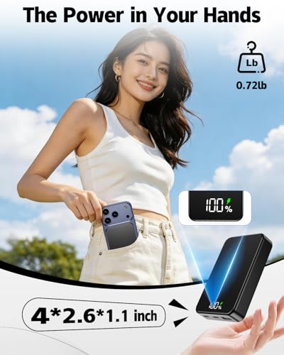 Magnetic Power Bank 26800mAh for Magsafe Portable Charger, Black - color: Black