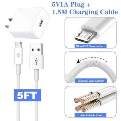 Kids Camera Charger, 5V1A Wall Charger with 5FT USB to Micro USB Charging Cable, Compatible Goopow Gofunly Hangrui Kids Digital Instant Print Camera Toys & Toddler Cameras 5v 1a Power Adapter White - color: 5v1a white+micro usb cable