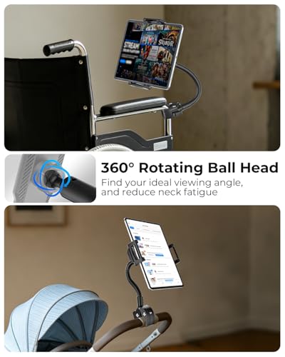 Metal Wheelchair & Stroller Tablet Holder for 6.1"-15.6" Devices