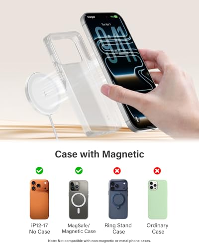 6FT Magnetic Wireless Charger Charging Pad - 15W Fast Mag-Safe Phone Charger for Apple iPhone 17 16 15 14 13 12 Series & AirPods 4 3 2 Pro, Phone Charging Pad with Plug for Desk & Travel, 2Pack White