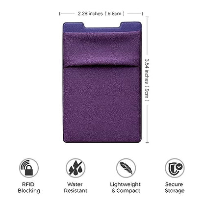 RFID Blocking Phone Card Wallet - Double Secure Pocket - Ultra-Slim Self Adhesive Credit Card Holder Card Sleeves Phone Wallet Sticker All Smartphones(Purple)-2PC - color: Dark Purple