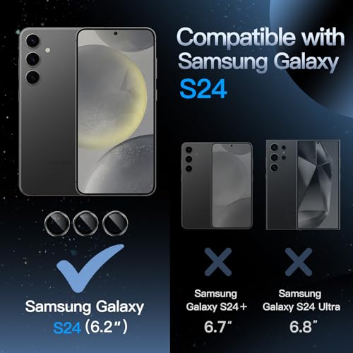JETech Camera Lens Protector for Samsung Galaxy S24, Onyx Black, 1 Set