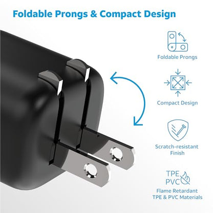 AT&T 30W USB C Wall Charger PD Fast Charging Foldable Travel Adapter Black - color: 30W Black