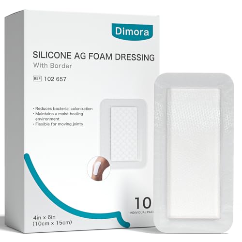 Dimora Silicone Foam Dressing Ag Silver Wound Care 4 x6 - size: 4"x6" Ag(10 PCS)