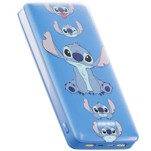 Disney Lilo and Stitch 10,000Mah Power Bank- Universally Compatible Portable Phone Charger Battery Pack w/USB Charging Port- Stitch Gifts for Women, Men, Teens and All Fans of Stitch Stuff - color: Classic Stitch