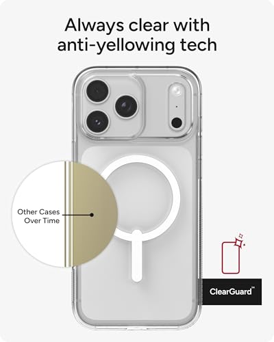 ZAGG Crystal Palace Case for iPhone 17 Pro Max - Clear, Drop Protection (13ft/4m), ClearGuard Anti‑Yellowing & Scratch‑Resistant, MagSafe & Wireless Charging Compatible - size: iPhone 17 Pro Max, style: With Magsafe