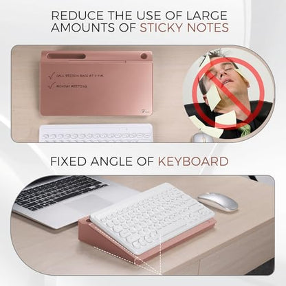 TOWON Compact Glass Desktop Whiteboard with Storage 12x7 in, Rose Gold - color: Metallic Rose Gold