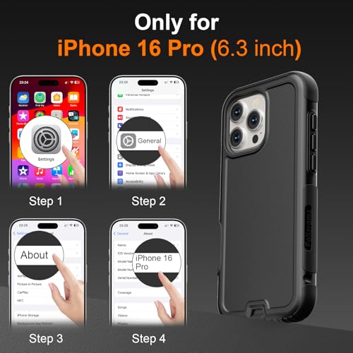 Follaroma Magnetic for iPhone 16 Pro Case, Heavy Duty Cases, Black, 6.7" | Compatible with MagSafe, Heavy Duty Shockproof,Military-Grade Anti-Drop Protective,Dual Layer Magnetic Protection Phone Cover - color: Black, size: iPhone 16 Pro 6.3''