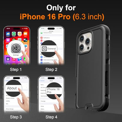 Follaroma Magnetic for iPhone 16 Pro Case, Heavy Duty Cases, Black, 6.7" | Compatible with MagSafe, Heavy Duty Shockproof,Military-Grade Anti-Drop Protective,Dual Layer Magnetic Protection Phone Cover - color: Black, size: iPhone 16 Pro 6.3''
