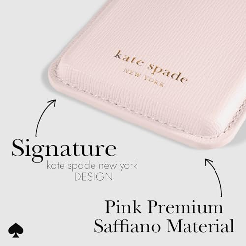 kate spade new york Magnetic Card Holder/Wallet - Pale Dogwood | Stylish Phone Wallet - Compatible w/MagSafe Phones & Cases -Detachable MagSafe Wallet for iPhone 17 Pro Max/16/15/14/Pixel 10 - color: Pale Dogwood