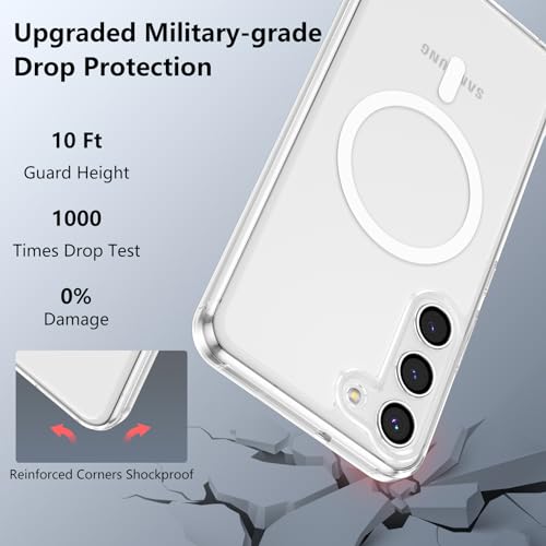 RALEAVO for Samsung Galaxy S23 Case Clear Magnetic Phone Case [Compatible with MagSafe] Slim Transparent Acrylic Hard Back Case Cover Military Drop Protection Case, Clear - color: Magnetic & Clear, size: S23