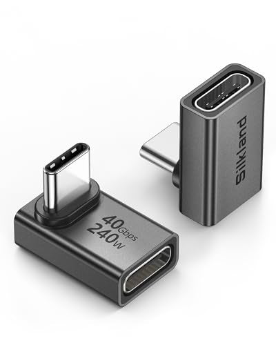 Silkland 40Gbps USB C 90 Degree Right Angle Adapter 2 Pack, 240W USB4 - style: 90 Degree