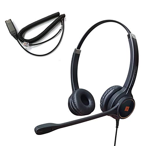 IPD IPH-255 Phone Headset with Noise Cancelling Microphone for Office and Call Center-Compatible with Avaya 1608 1616 9601 9608 9611 9611G 9620 9621 9630 9631 9640 9641 9650 9670 J139 J159 J169 J179 - color: 255-BL-LEAT