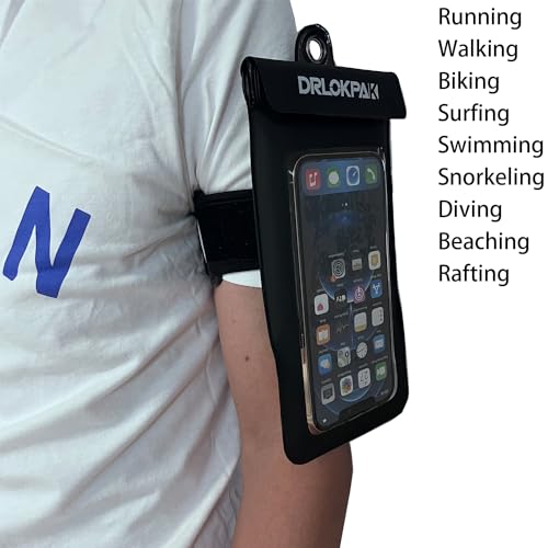 DRLOKPAK Waterproof Phone Case Armband Surfing Dry Bag Floating Waterproof Pouch Holder for iPhone 15 14 13 12 Pro Max XS Plus Se Galaxy S23 + Ultra W24 Google LG Phone up to 7inch (Orange) - color: Orange