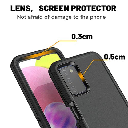 AICase for Galaxy A03S Case,Heavy Duty Drop Protection Full Body Rugged Shockproof/Dust Proof 3-Layer Military Protective Tough Durable Phone Cover for Samsung Galaxy A03S(US Version) Black - color: Black