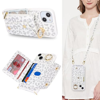 Lipvina Crossbody Wallet Case for iPhone 13,White Leopard - color: 03-White Leopard, size: iPhone 13 6.1"