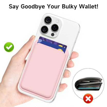 LoeoeL Magnetic Phone Wallet Compatible with Magsafe Wallet, Silicone ID Credit Card Holder Wallets for Back of Phone Pocket, Slim Thin Pouch Sleeve Wallets for iPhone Samsung, Light Pink - color: Pink