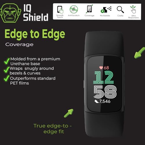 IQShield 6 Pack Screen Protector for Fitbit Charge 6 / Charge 5, Easy Install Anti-Scratch Anti-Bubble Clear TPU Film - size: 1.04 INCH