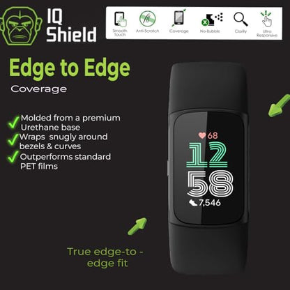 IQShield 6 Pack Screen Protector for Fitbit Charge 6 / Charge 5, Easy Install Anti-Scratch Anti-Bubble Clear TPU Film - size: 1.04 INCH