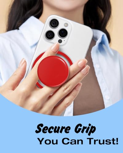 Svanove Magnetic Cell Phone Grip Compatible with Magsafe, Collapsible Phone Stand Holder Round Expanding Kickstand for iPhone Samsung Mobile Phones, Cute Soft Silicone Glossy Jelly, Red - color: Red, style: Magnetic