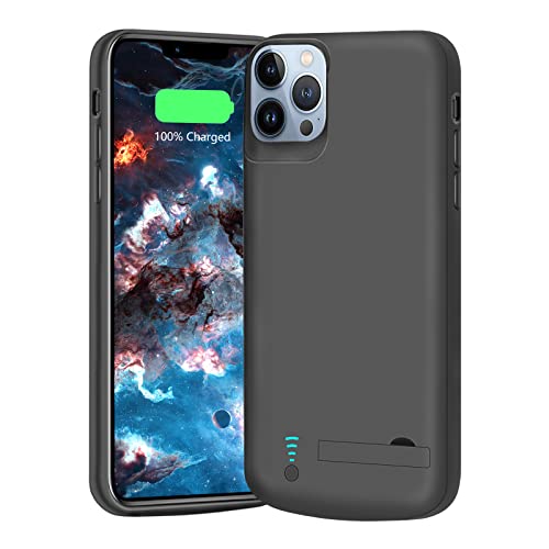 Battery Case for iPhone 12 Pro Max/iPhone 13 Pro Max, 6000mAh Rechargeable Extended Battery Charging Charger Case, Add 100% Extra Juice (6.7 Inches) Black