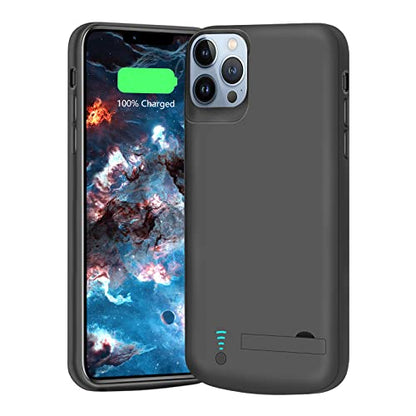 Battery Case for iPhone 12 Pro Max/iPhone 13 Pro Max, 6000mAh Rechargeable Extended Battery Charging Charger Case, Add 100% Extra Juice (6.7 Inches) Black