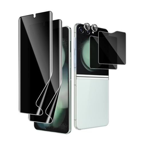 [6 Pack] for Samsung Galaxy Z Flip 6 Privacy Screen Protector, 2 Pack Internal Anti-Spy Film + 2 Pack Outer Privacy Glass Screen Protector + 2 PCS Metal Camera Lens Protector, Anti-Spy, Case Friendly - size: Galaxy Z Flip 6
