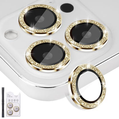 Camera Lens Protector for iPhone 16 Pro/16 Pro Max, Glitter Gold - color: Glitter Gold