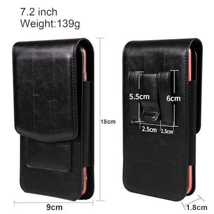 Cell phone Waist Bag with Belt Clip Leather, Vertical Cell Phone Belt Pouch for Men's, Smartphone Waist Holder Wallet Hiking Travel Carrying Case Belt Holster Pack with Card Slot Carabiner Hook - color: Coffee, size: 7.2 INCH