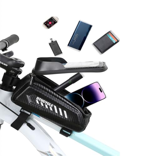 Bike Phone Bag, Waterproof, Top Tube Pouch, Touchscreen, Fits 6.5" Phone | Bike Phone Bag, Waterproof, Top Tube Pouch, Touchscreen window, Fits 6.5" Phone - color: 1.5L Black