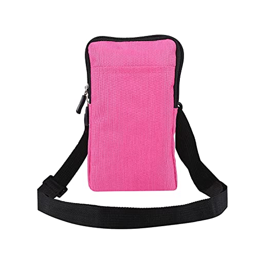 QBYVQQN Cell Phone Waist Belt Holster Mens, Waterproof Zipper Crossbody Smartphone Shoulder Messenger Bag Wallet Sling Bag - color: Rose Red, size: 7.2 INCH