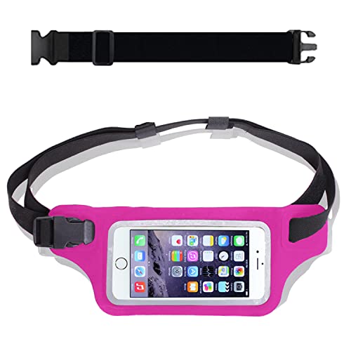 Ultimate Pink Waterproof Running Swimming Belt: Phone & Essentials Holder for Gym, Beach, Kayaking, Ski! Fits iPhone, Samsung - Touchscreen, IPX8 Rated Dry Waist Pouch - Adventure-Ready Performance! - color: Hot Pink
