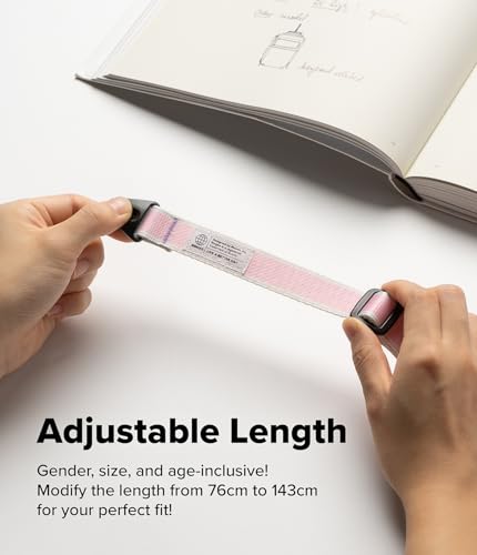Ringke Phone Lanyard for iPhone 17 Pro Max and Most Smartphones [One-Touch Buckle] Shoulder Strap Adjustable Sturdy Universal Phone Crossbody Neck Lanyard for Travel Essentials - Stripe Pink - color: Stripe Pink