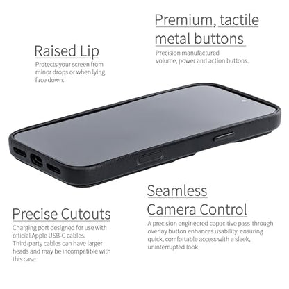 Dockem Genuine Leather Card Case for iPhone 17 Pro Max with Camera Control Button and Stitched-on Wallet with 2 Holder Slots (Black, M2GL) - color: Black, size: 17 Pro Max