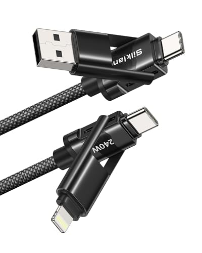Silkland 4 in 1 Multi Charging Cable 240W Fast Charging Cords 5FT, Braided