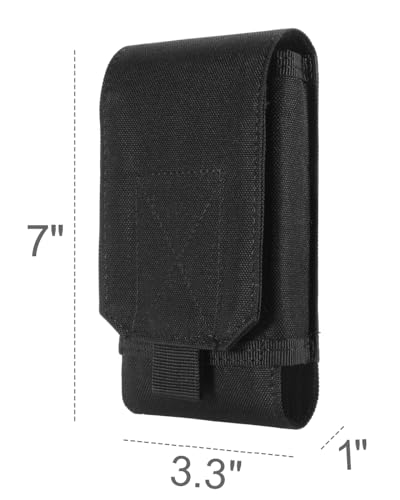 Urvoix MOLLE Cell Phone Pouch, Heavy Duty Tactical Belt Phone Holster | Belt Phone Holder Fits MOLLE Backpacks, Vests & Gear for Outdoor EDC, Water-Resistant Nylon Phone Bag with Hook Loop Closure - color: Black