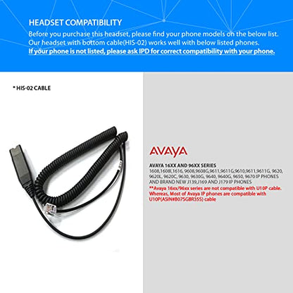 IPD IPH-160 Phone Headset with Noise Cancelling Microphone for Office and Call Center-Compatible with Avaya 1608 1616 9601 9608 9611 9611G 9620 9621 9630 9631 9640 9641 9650 9670 J139 J159 J169 J179 - color: 160-BL-FOAM
