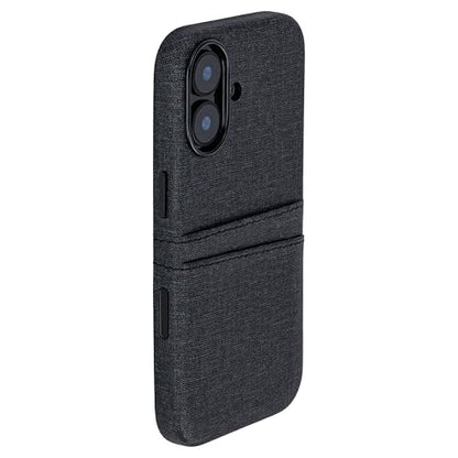 Dockem Card Case for iPhone 17 with Magnetic Mounting Plate, Camera Control Button, Wallet with 2 Holder Slots: M2 Luxe Canvas-Style Synthetic Leather (Charcoal Black) - color: Charcoal black, size: 17