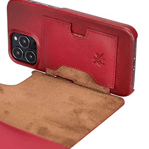 Venito Florence Leather Wallet Phone Case Compatible with iPhone 13 Pro Max (6,7 inch) - Extra Secure with RFID Blocking - Detachable Phone Wallet (Burnt Red) - color: Burnt Red, size: iPhone 13 Pro Max