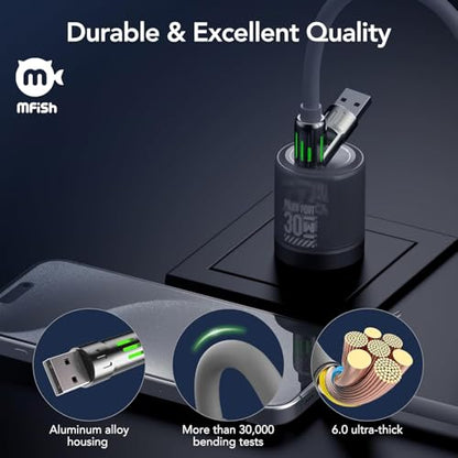 MFish 240W 4-in-1 Fast Charging Cable, Grey, 6.6FT - color: Grey, size: 6.6FT