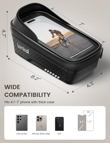 Lamicall Bike Frame Bag Waterproof - [1s Release] [2 in 1] Bike Phone Mount Holder, Bicycle Top Tube Bag, Cycling Pouch with Rain Cover, Bikes Accessories Gifts for Phones Under 7" (Pack of 2) - size: Medium (Pack of 2)