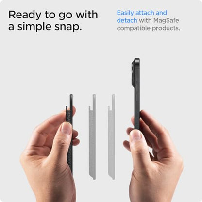 Spigen for MagSafe Wallet, Holds 3 Cards, Strong Magnet, Urban Fit MagFit - color: Fabric Black, size: 3-Cards