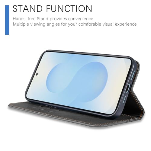 Wallet Case for Samsung Galaxy S25 FE 5G - PU Leather Flip Cover with Card Holder Slots, Strong Magnetic Folio Kickstand Phone Case, Black - color: Black, size: Samsung Galaxy S25 FE 6.7"