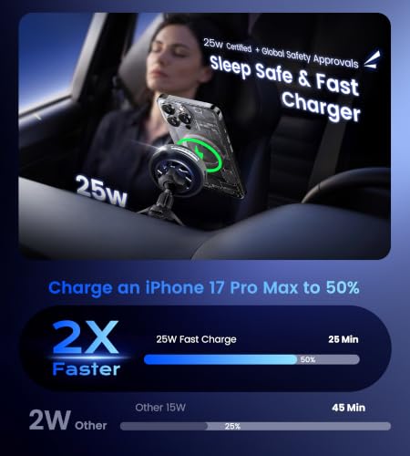 avedio links 25W Certified for Mag Safe Car Mount Charger,Car Vent Charger